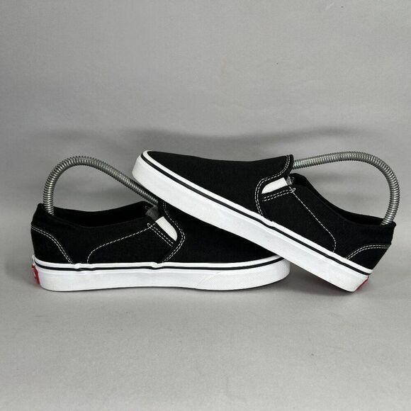 Vans Shoes Women's‎ Size 7 Black Canvas Low Slip On Skate Sneakers - Picture 7 of 11